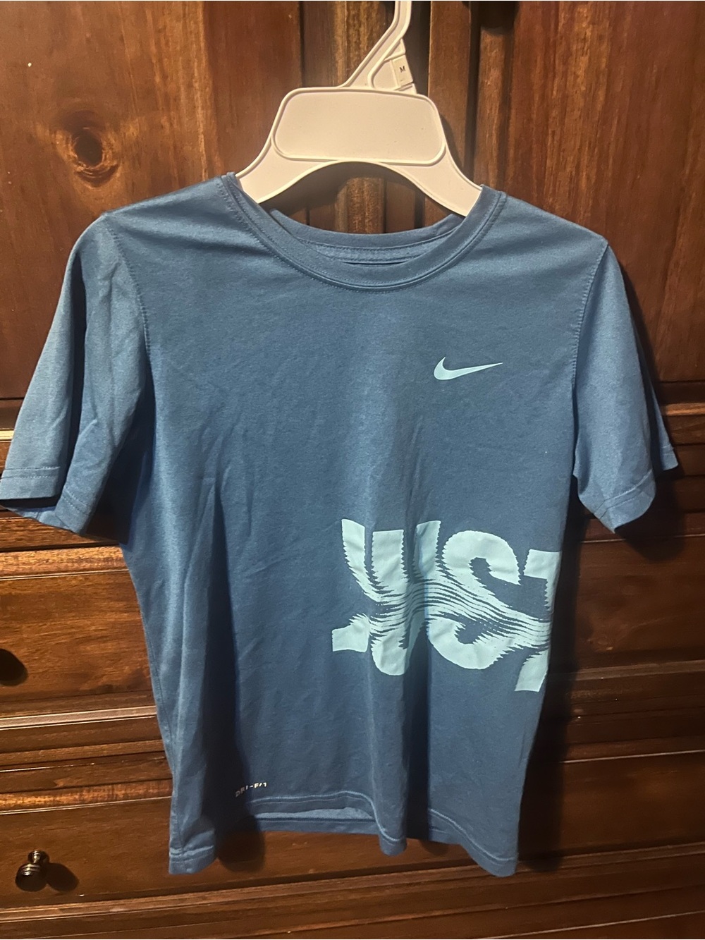 Nike Boys Blue Graphic 'JUST' Tee with Swoosh